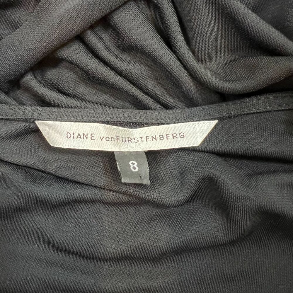 Diane Von Furstenberg Black Long Sleeve Knit Wrap Dress - Picture 4 of 5